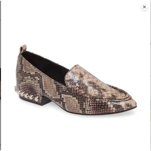 Jeffrey Campbell Barnett Snakeskin Embossed Studded Loafers Size 7 - Picture 2 of 9